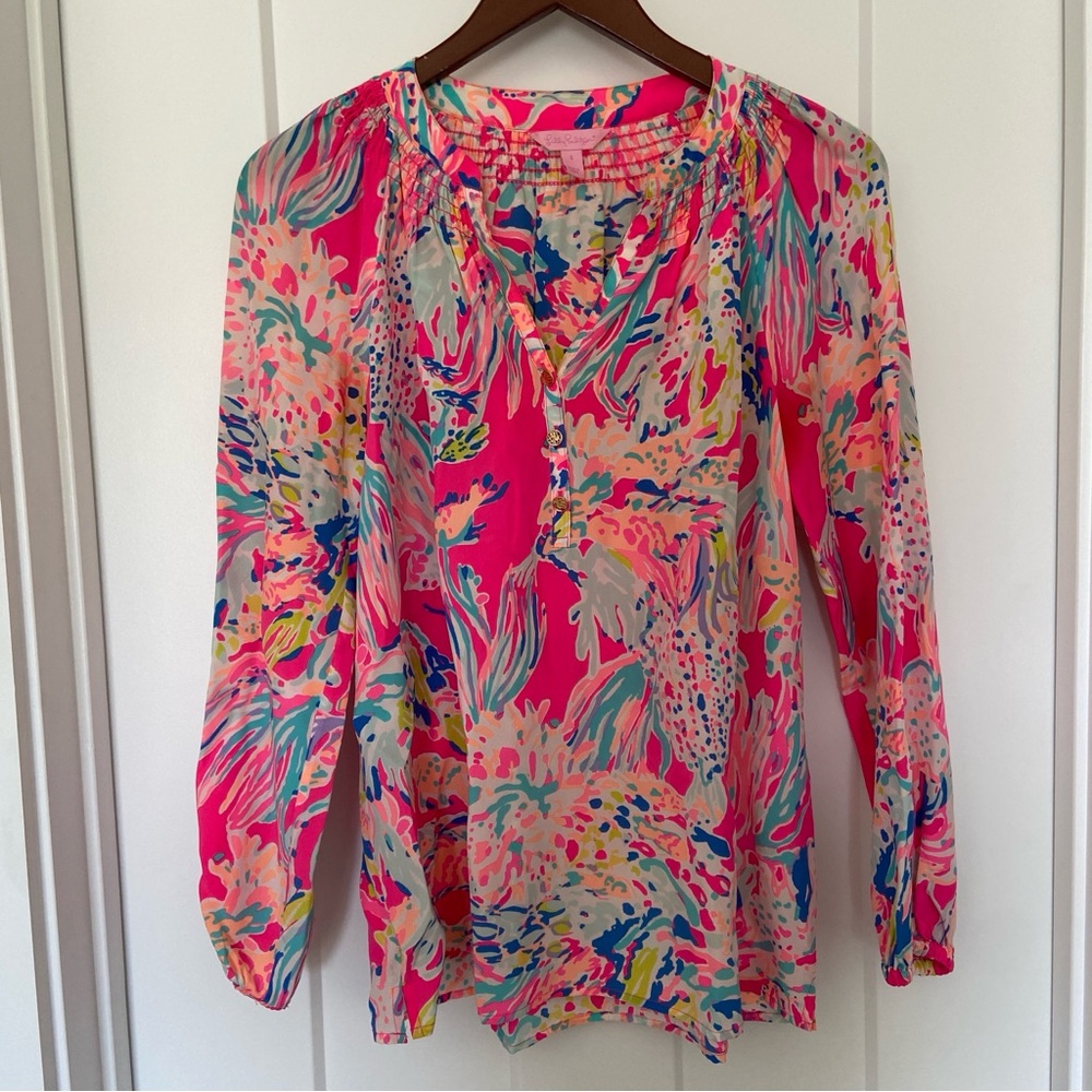 Lilly Pulitzer Sunken Treasure Elsa Silk top S Small NWOT